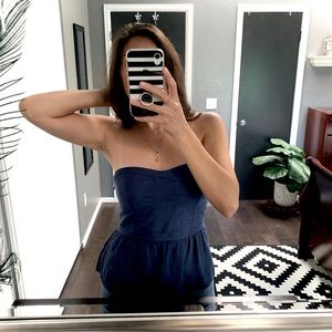 American Eagle Strapless Peplum Top